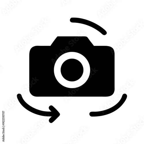 camera rotate glyph flat vector icon