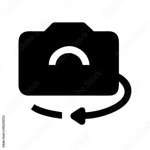 camera rotate glyph flat vector icon