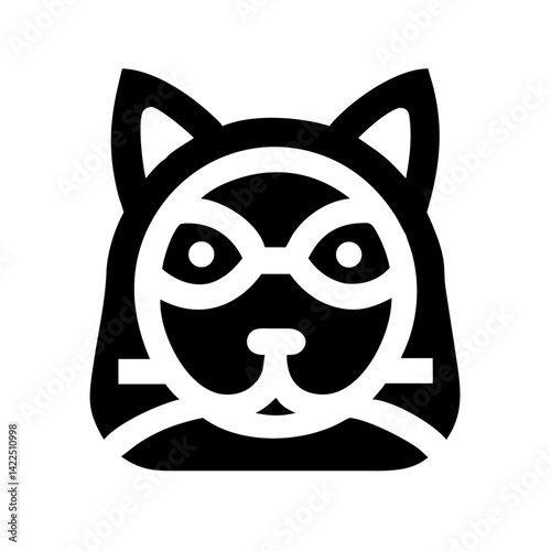 cat glyph  flat vector icon