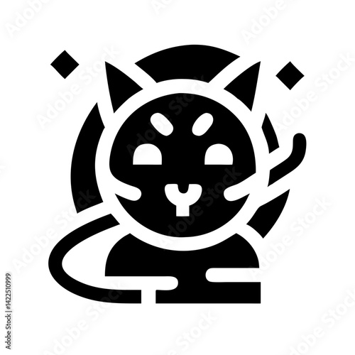 cat space glyph flat vector icon