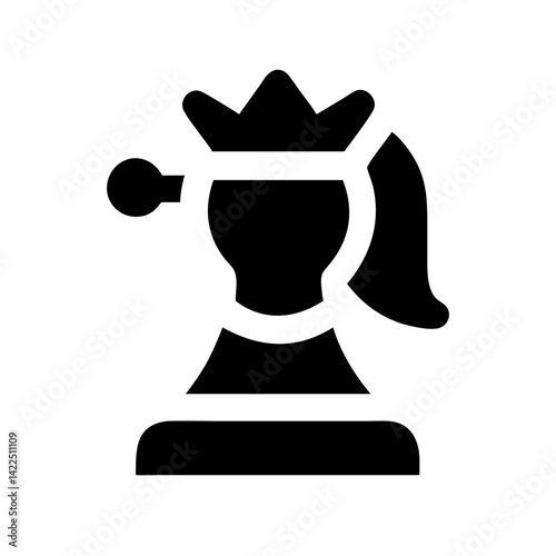 chess queen glyph flat vector icon