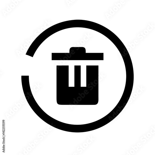 circle trash glyph flat vector icon
