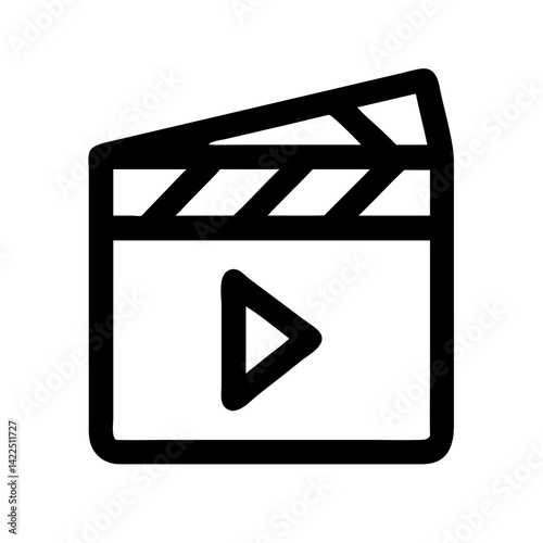 clapperboard play glyph flat vector icon