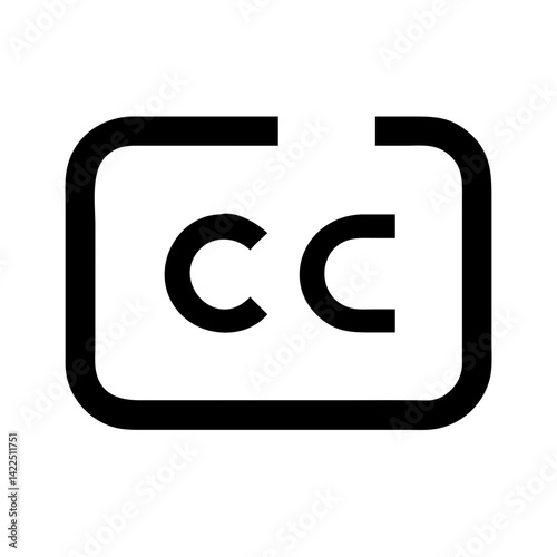 closed captioning slash glyph flat vector icon