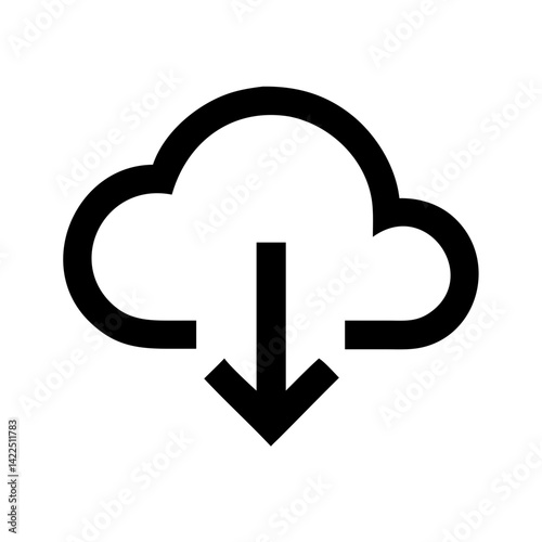cloud download glyph flat vector icon
