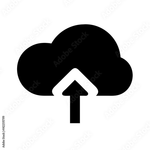 cloud upload alt glyph  flat vector icon