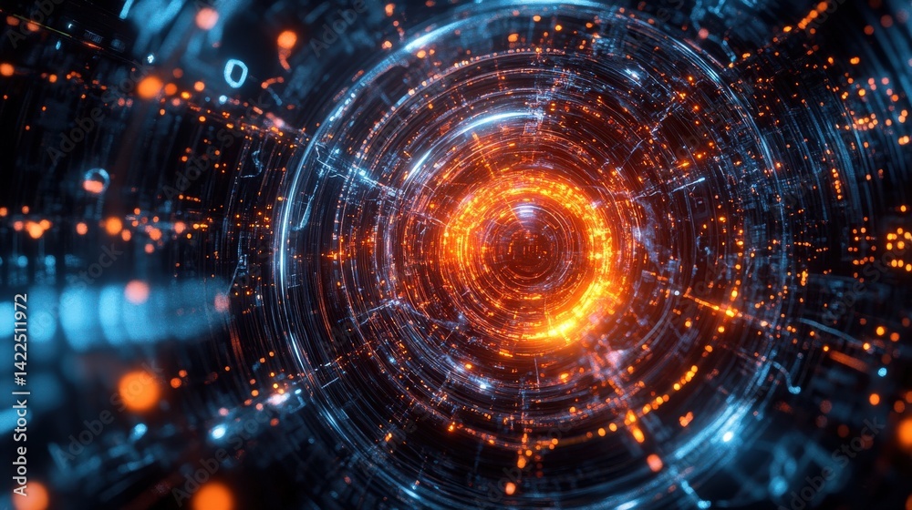 A futuristic digital tunnel of data and glowing energy A futuristic digital tunnel of data and glowing energy