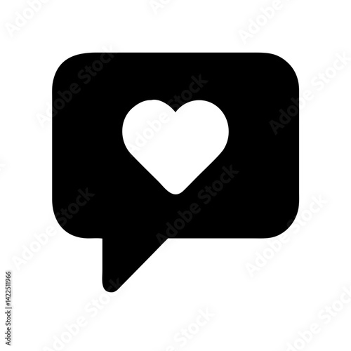 comment heart glyph  flat vector icon