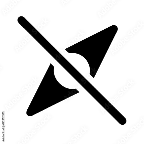 compass slash glyph flat vector icon