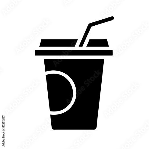 cup straw glyph flat vector icon
