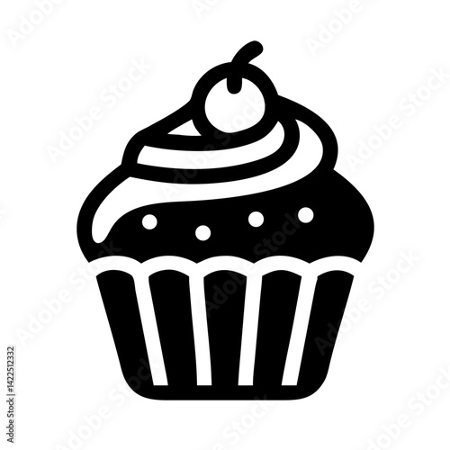 cupcake alt glyph flat vector icon