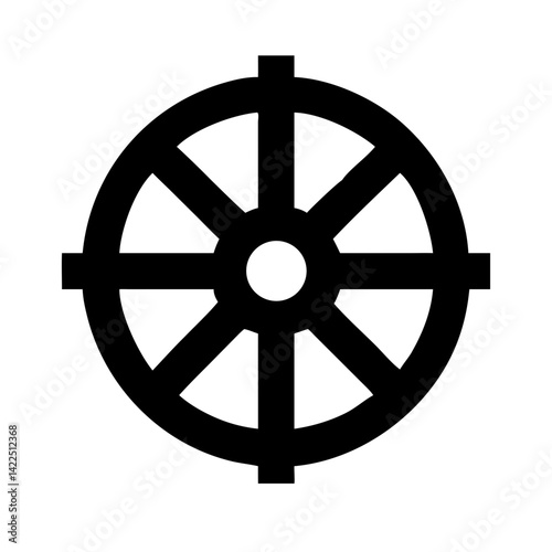 dharmachakra glyph flat vector icon