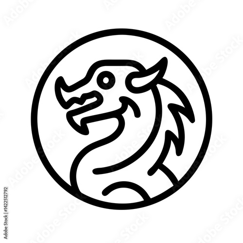 dragon glyph flat vector icon