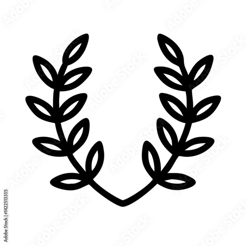 first laurel glyph flat vector icon