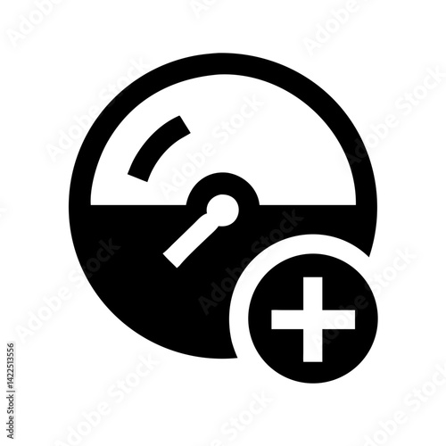 gauge circle plus glyph flat vector icon