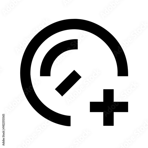 gauge circle plus glyph  flat vector icon