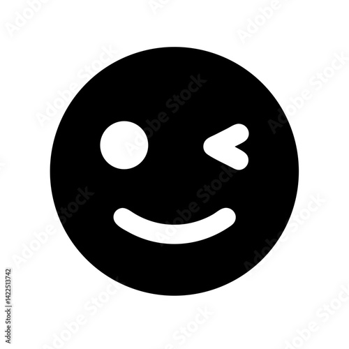 grin wink glyph  flat vector icon