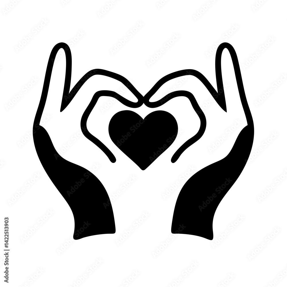 hands heart glyph flat vector icon hands heart glyph flat vector icon