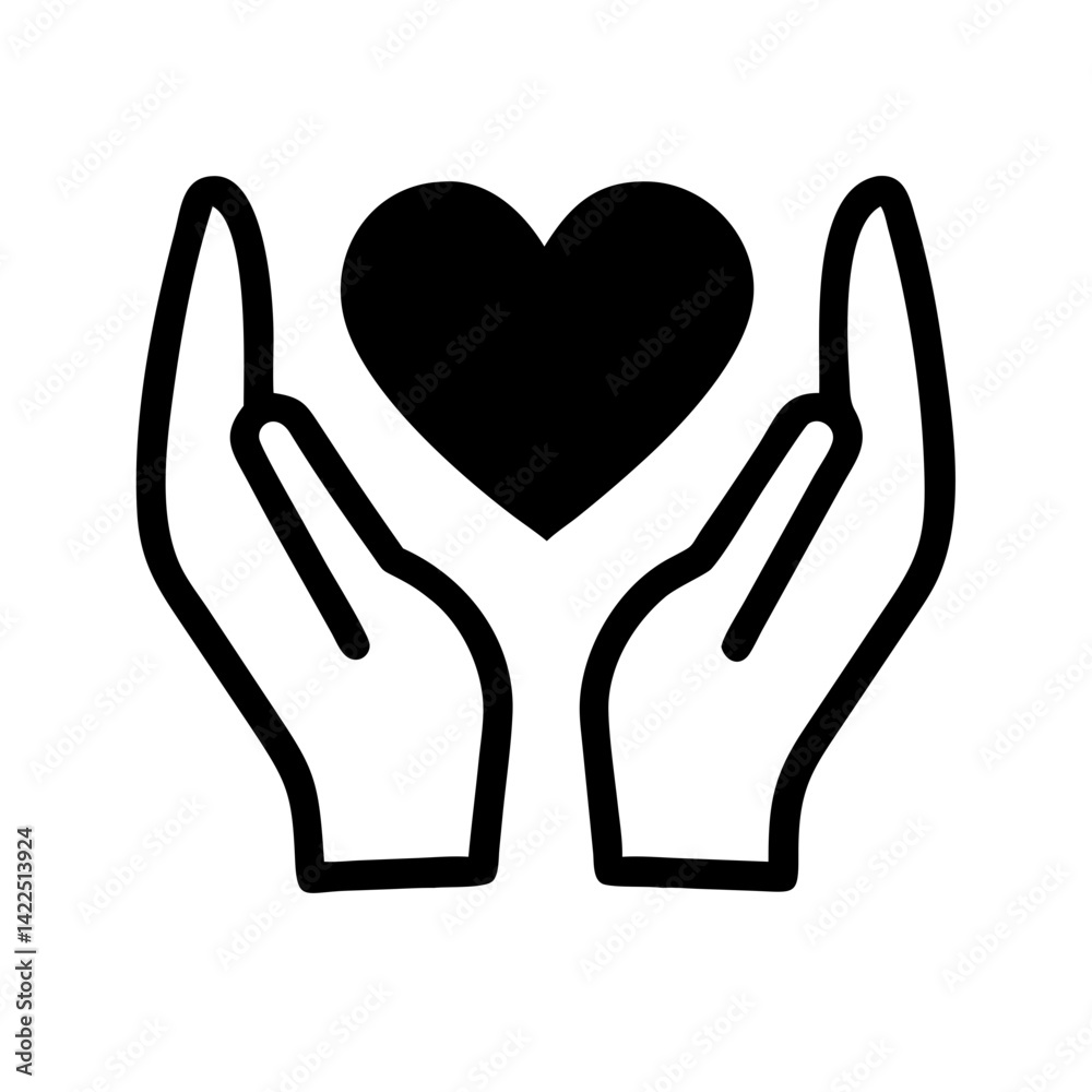 Obraz premium hands heart glyph flat vector icon