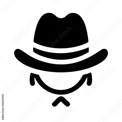 hat cowboy glyph flat vector icon