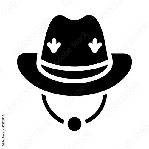 hat cowboy glyph flat vector icon
