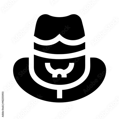 hat cowboy glyph flat vector icon