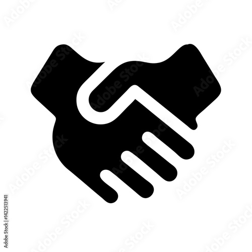 handshake angle glyph flat vector icon