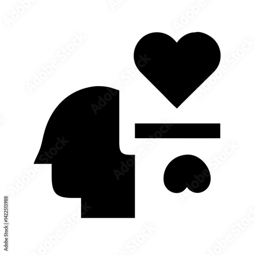 head side heart glyph  flat vector icon