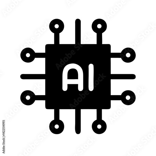 microchip ai glyph flat vector icon
