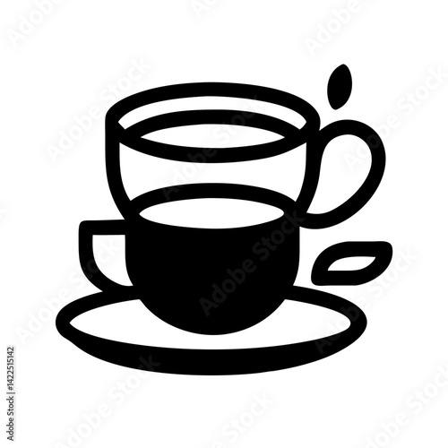 mug tea saucer glyph flat vector icon