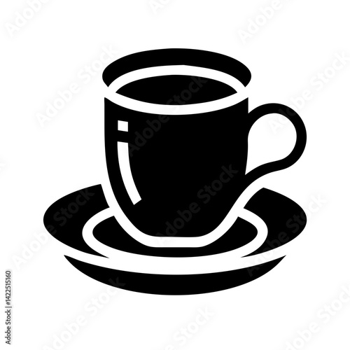 mug tea saucer glyph flat vector icon