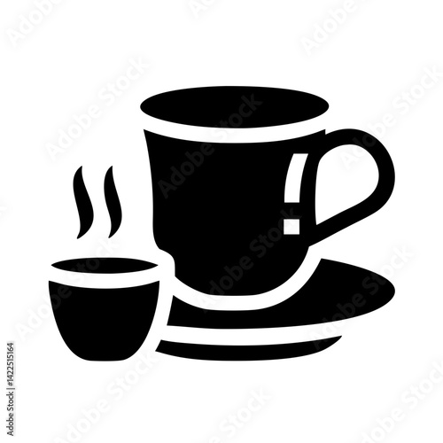 mug tea saucer glyph flat vector icon