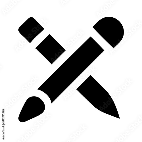 pencil paintbrush glyph flat vector icon