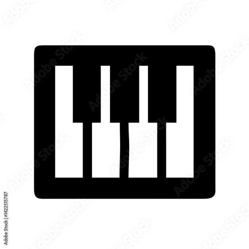 piano keyboard glyph flat vector icon