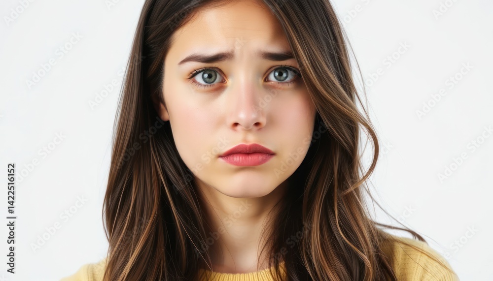 Young woman with a thoughtful expression Young woman with a thoughtful expression