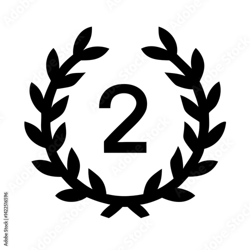 second laurel glyph flat vector icon