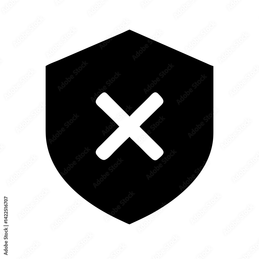 Obraz premium shield xmark glyph flat vector icon