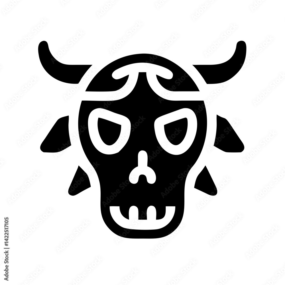 Fototapeta premium skull cow glyph flat vector icon