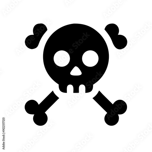 skull crossbones glyph flat vector icon