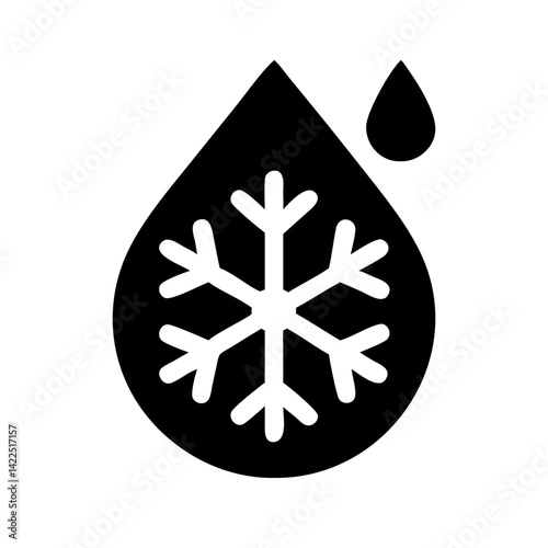 snowflake droplets glyph flat vector icon