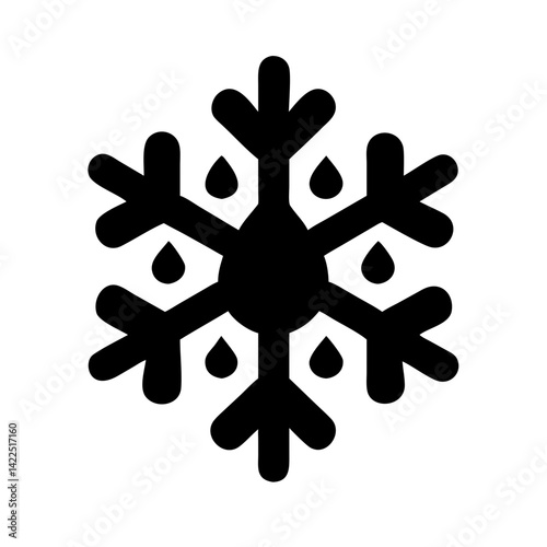 snowflake droplets glyph  flat vector icon