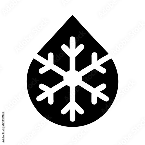 snowflake droplets glyph flat vector icon