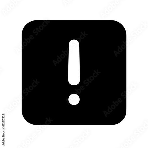 square exclamation glyph flat vector icon