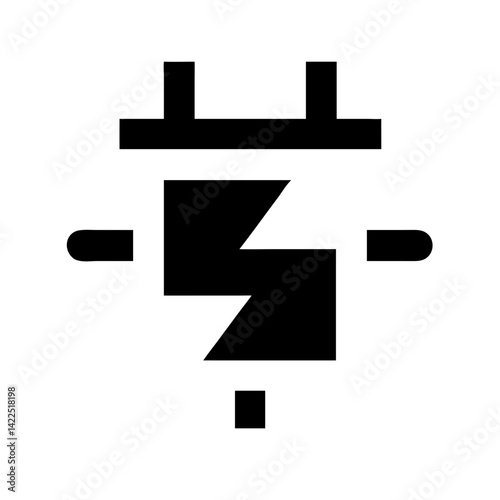 transformer bolt glyph flat vector icon