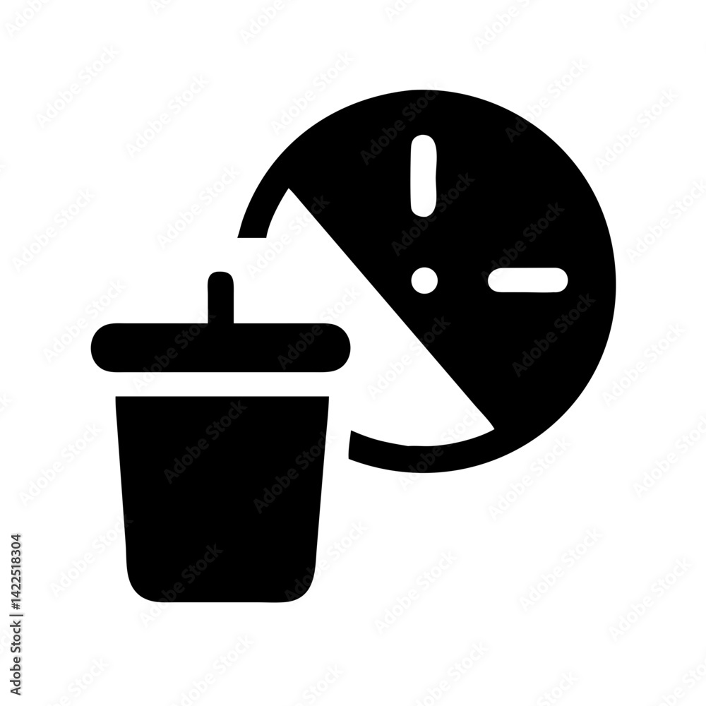 trash can clock glyph flat vector icon trash can clock glyph flat vector icon