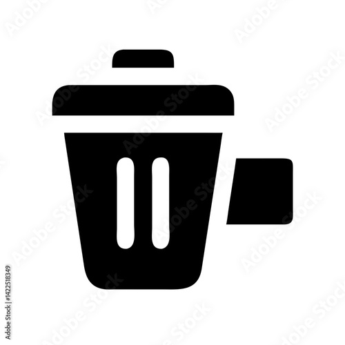 trash can plus glyph flat vector icon