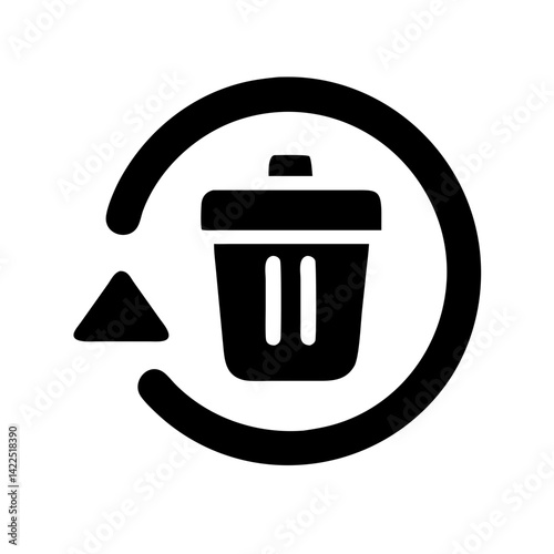 trash clock glyph flat vector icon