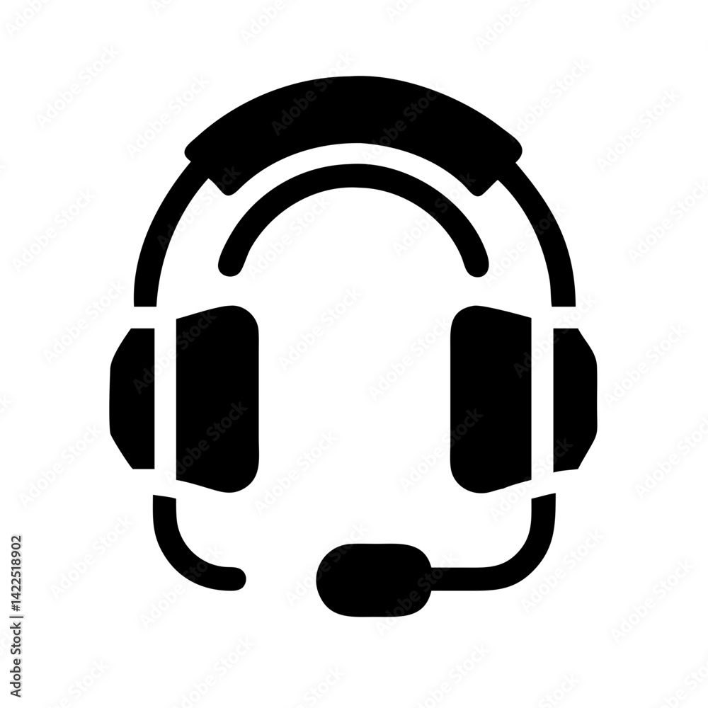 Fototapeta premium user headset glyph flat vector icon
