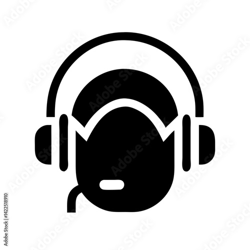 user headset glyph flat vector icon