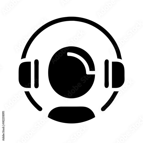 user headset glyph flat vector icon